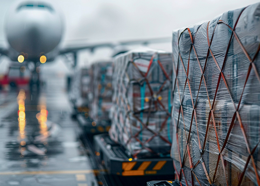 Equipe realizando operações aéreas de carga